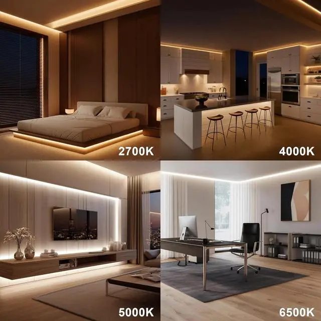 Alt view image 3 of 7 - COB LED Strip Lights 16.4Ft Dimmable White(2700K-6500K) LED Lights for Bedroom with RF Remote 24V Ultra Bright 2800 LEDs High Density Under Cabinet Lighting for DIY TV LED Backlight Mirror Kitchen