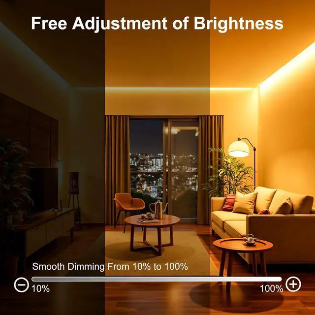 Alt view image 5 of 7 - COB LED Strip Lights 16.4Ft Dimmable White(2700K-6500K) LED Lights for Bedroom with RF Remote 24V Ultra Bright 2800 LEDs High Density Under Cabinet Lighting for DIY TV LED Backlight Mirror Kitchen