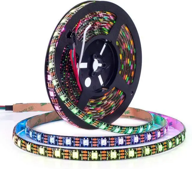 Main image of WS2812B RGB ECO LED Strip Chasing Effects 5050SMD Individually Addressable 16.4FT 60Pixels/m 300Pixels Flexible Dream Color IP65 for Bedroom DIY Projects DC5V(No Adapter or Controller)