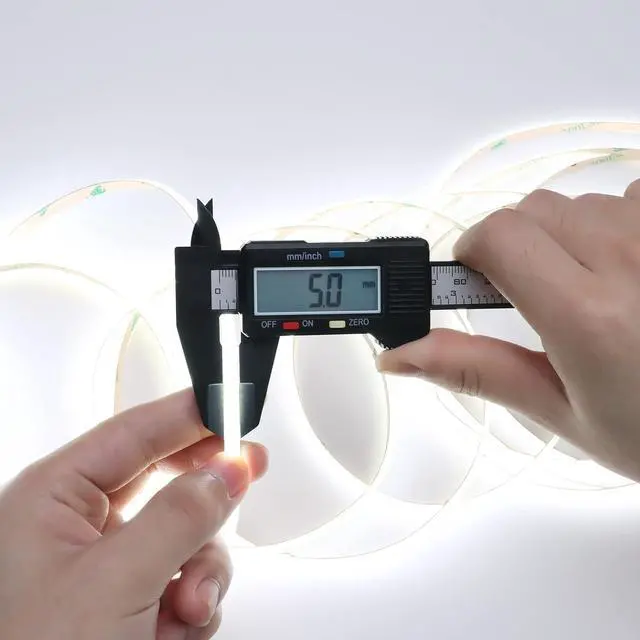 Alt view image 2 of 7 - 12V Thin 5mm COB LED Strip Light 6000K Cool White 16.4ft Bright 4000Lm CRI>90 Uniform Dotless 400LEDs/M Adhesive Flexible Cuttable LED Tape for DIY Bedroom Under Cabinet Lighting