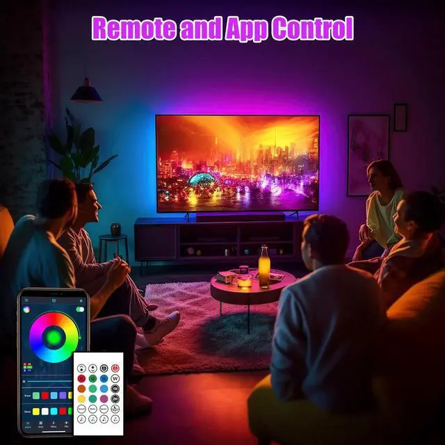 Alt view image 4 of 7 - ICRGB TV LED Backlight 18ft Bluetooth LED Lights for TV 75-85in USB Powered TV Lights Kit with Remote and App Control Music Sync Color Change with TV Sound Bias Lighting for HDTV Room Decor