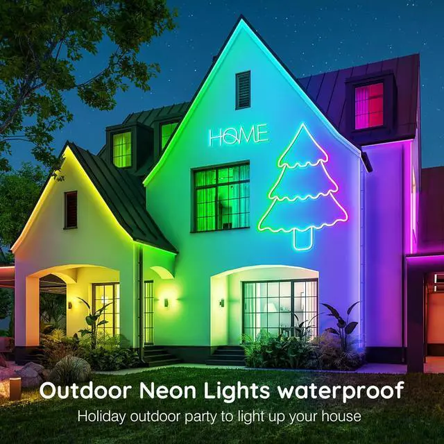 Alt view image 6 of 7 - 32.8Ft Neon Rope Lights Flexible Led Rope Lights Control with App/Remote Multiple Modes Rope Lights IP65 Outdoor RGB Led Neon Lights Waterproof Music Sync Gaming Led Light Strip (32.8FT)