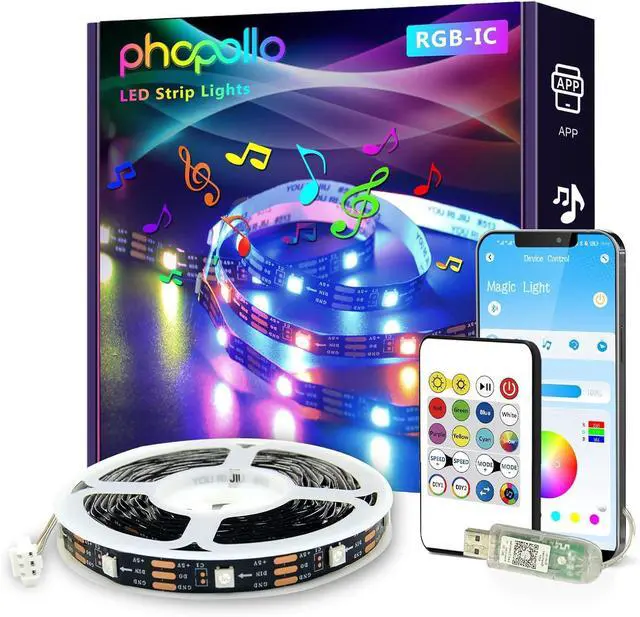 Main image of RGB Smart LED Strip Lights 16.4ft LED Lights for Bedroom Bluetooth APP Control DIY Multiple Colors on One Line Color Changing LED Strip Lighting Music Sync USB Powered