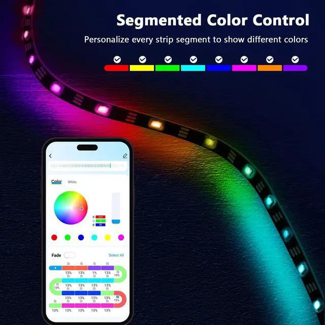 Alt view image 3 of 7 - RGB Smart LED Strip Lights 16.4ft LED Lights for Bedroom Bluetooth APP Control DIY Multiple Colors on One Line Color Changing LED Strip Lighting Music Sync USB Powered