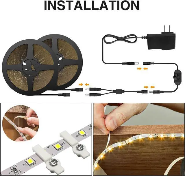 Alt view image 5 of 7 - Warm White LED Strip Lighting 39.37ft 3000K Dimmable Led Tape Light 12m Bright 720 LEDs 2835 Flexible Ribbon Christmas Light 12V Adhesive Rope Lights for Kitchen Under Cabinet Bedroom
