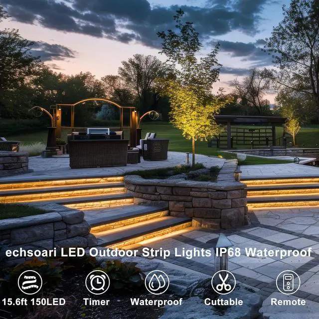 Alt view image 2 of 7 - 150 LED Strip Lights Battery Operated 16.4Ft Waterproof Strip Lights with Remote Timer Cuttable Light Strip for Indoor Outdoor Bedroom Cabinet Boat Decor (Warm White)