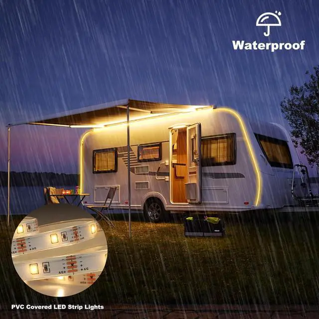 Alt view image 3 of 7 - 150 LED Strip Lights Battery Operated 16.4Ft Waterproof Strip Lights with Remote Timer Cuttable Light Strip for Indoor Outdoor Bedroom Cabinet Boat Decor (Warm White)