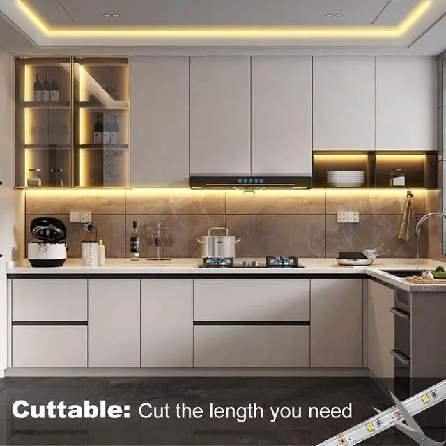 Alt view image 4 of 7 - 150 LED Strip Lights Battery Operated 16.4Ft Waterproof Strip Lights with Remote Timer Cuttable Light Strip for Indoor Outdoor Bedroom Cabinet Boat Decor (Warm White)