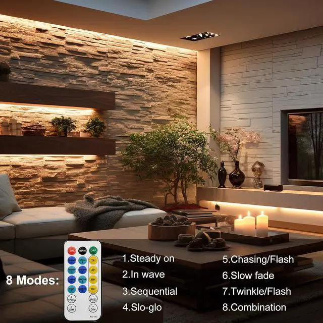 Alt view image 5 of 7 - 150 LED Strip Lights Battery Operated 16.4Ft Waterproof Strip Lights with Remote Timer Cuttable Light Strip for Indoor Outdoor Bedroom Cabinet Boat Decor (Warm White)