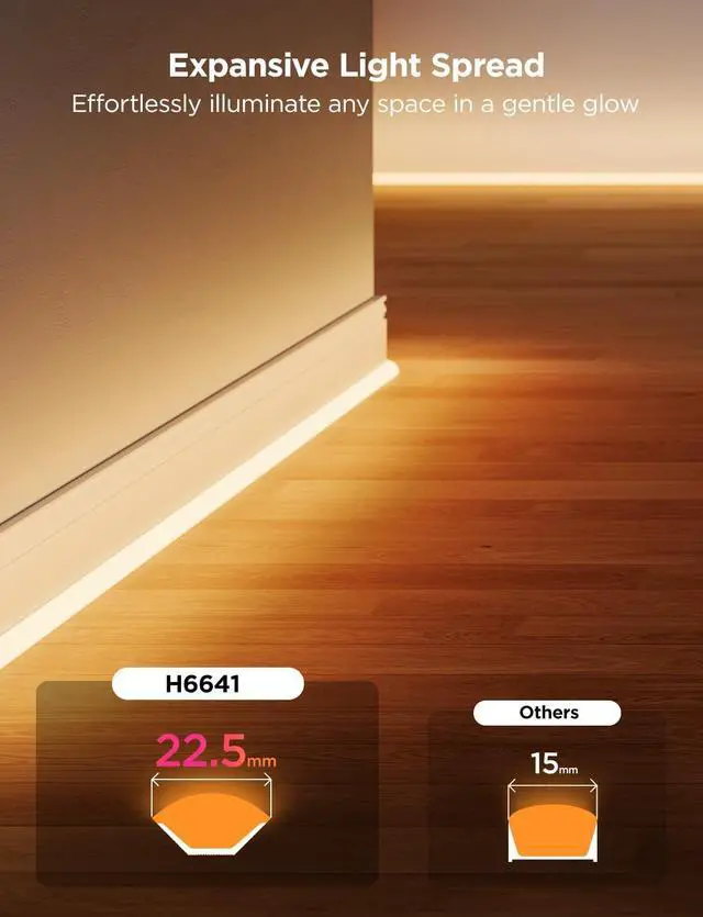 Alt view image 4 of 7 - Neon Rope Light for Wall Lining LED Rope Lights Work with Matter Google Assistant Alexa 16.4ft RGBIC Strip Lights with Smart App Control and Music Sync for Living Room Bedroom Wall Corners