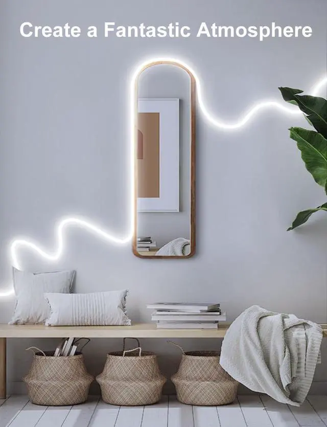 Alt view image 4 of 7 - 33Ft Neon Rope Lights 1200 LED Strip Lights with Timer Dimmable 24V Flexible Outdoor Neon Strip Light Waterproof Neon LED Strip for Bedroom DIY Wall Decor (Cool White)