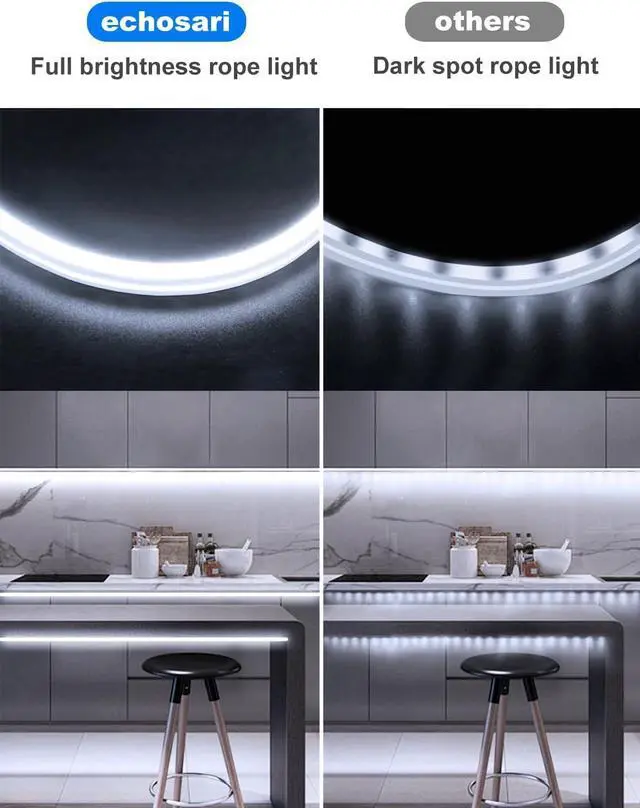 Alt view image 5 of 7 - 33Ft Neon Rope Lights 1200 LED Strip Lights with Timer Dimmable 24V Flexible Outdoor Neon Strip Light Waterproof Neon LED Strip for Bedroom DIY Wall Decor (Cool White)