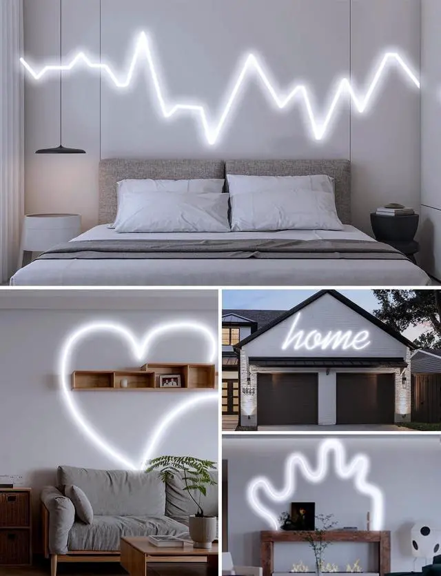 Alt view image 6 of 7 - 33Ft Neon Rope Lights 1200 LED Strip Lights with Timer Dimmable 24V Flexible Outdoor Neon Strip Light Waterproof Neon LED Strip for Bedroom DIY Wall Decor (Cool White)