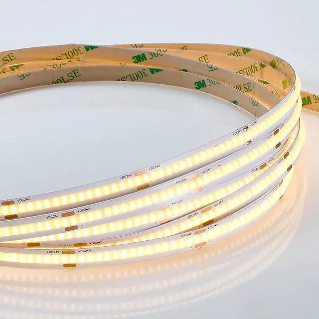 Alt view image 4 of 7 - 16.5 ft. COB LED Strip Light Spool Plug-in Or Hardwired with Power Supply 3000K Warm White Dimmable Self Adhesive Cuttable Rope Tape Light Roll for Bedroom Kitchen and Mirror