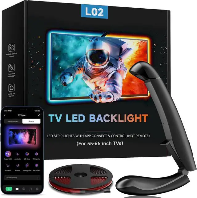 Main image of TV LED Backlight Sync to Screen  14.7ft LED Lights for 55-65 Inch TVs & PC Monitors Smart App Control TV Lights That Change with TV USB-C Powered RGB Strip Lighting
