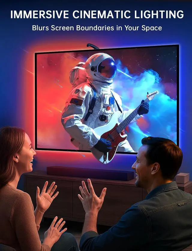 Alt view image 2 of 7 - TV LED Backlight Sync to Screen  14.7ft LED Lights for 55-65 Inch TVs & PC Monitors Smart App Control TV Lights That Change with TV USB-C Powered RGB Strip Lighting