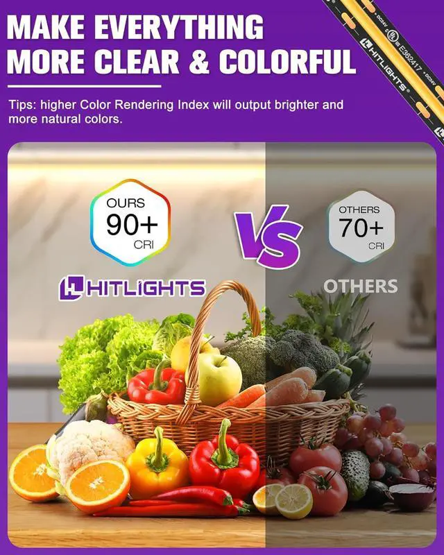 Alt view image 4 of 7 - COB LED Strip Lights Warm White 3000K 16.4ft Premium 12V Tape Light High Density 2400 LEDs 305+ LM/FT CRI 90+ IP30 Lighting for Kitchen Cabinets UL Listed (Power Source Not Included)