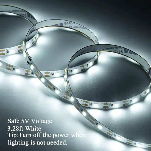 Alt view image 2 of 6 - Short Led Strip Lights Battery Powered with Flashing 3.28ft/1PCS Flexible LED Fairy Lights Battery Operated Bright for Shadow Box DIY Gift Car Bar Party Christmas 2 Pack (Daylight White)