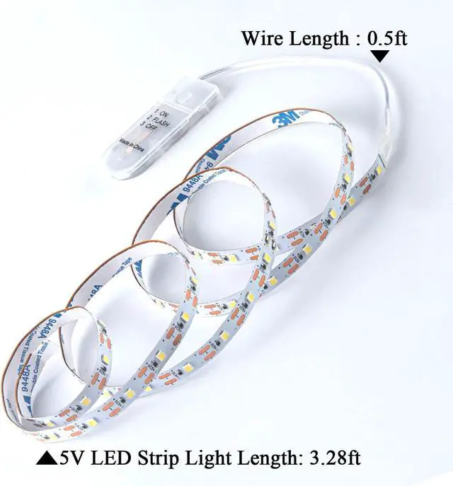 Alt view image 4 of 6 - Short Led Strip Lights Battery Powered with Flashing 3.28ft/1PCS Flexible LED Fairy Lights Battery Operated Bright for Shadow Box DIY Gift Car Bar Party Christmas 2 Pack (Daylight White)