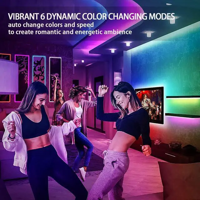 Alt view image 3 of 7 - RGB LED Strip Lights 32.8ft 4096 DIY Colors Rope Lights with Memory Function Self-Adhesive Color Changing Light Strip with Remote 30mins Timing Off LED Tape Light Kits for Home Decor