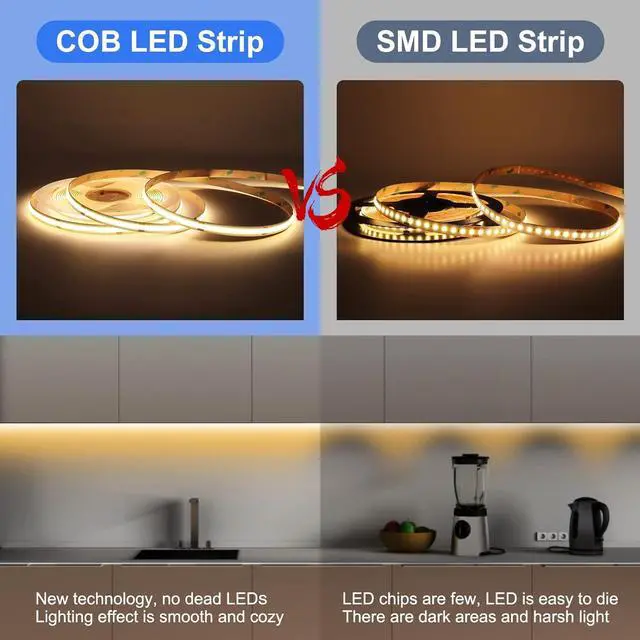 Alt view image 3 of 7 - COB LED Strip Light 16.4FT 12V 3000k Narrow Width 5mm Super Bright CRI 90+ Dotless LED Tape Light 400LEDs/M Cuttable Flexible Dimmable Light Strip for Indoor Home Decor (No Power Supply)