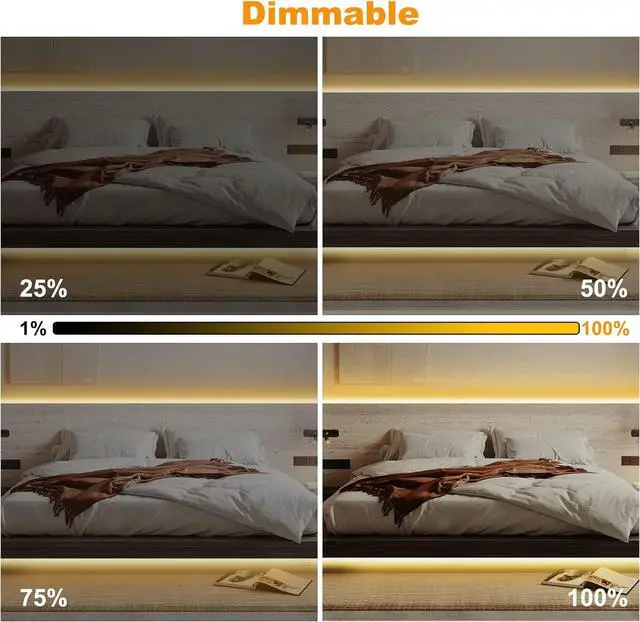 Alt view image 6 of 7 - Smart White COB Led Strip Light with Remote 32.8ft 3000K Bright Warm White WiFi COB Light Strip Compatible with Alexa Google Dimmable Indoor Led Lights for Cabinet Room 2 Rolls of 16.4ft