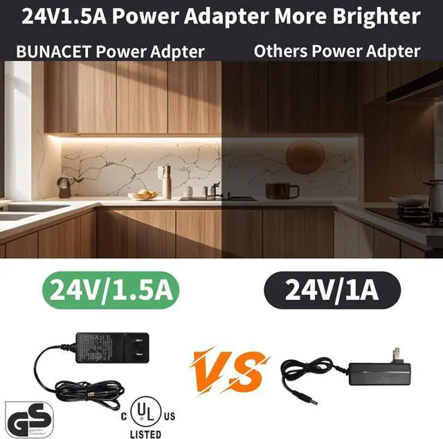 Alt view image 3 of 7 - COB LED Strip Light 40ft/12m (1 Roll) Warm White 3000K High Lumen CRI 90+ with UL Listed Power Adapter RF Remote for Bedroom Counter Under Cabinet Kitchen Projects