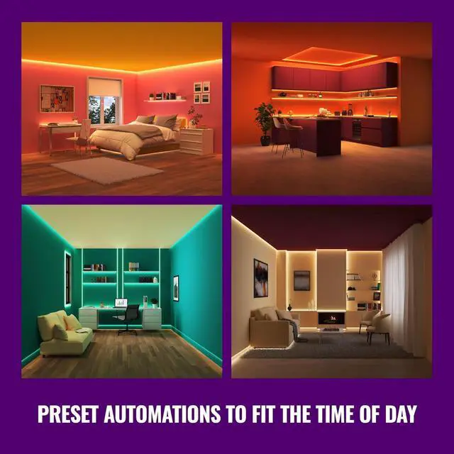 Alt view image 3 of 7 - WiZ LED Smart Light Strip - Sunset to Sunrise Automation + Preset Light Modes + Control with Voice or App Full Color RGB Works with Alexa Google Home and HomeKit - 50 ft Cut to Fit