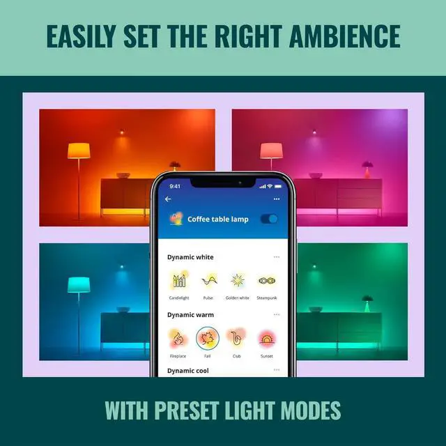 Alt view image 4 of 7 - WiZ LED Smart Light Strip - Sunset to Sunrise Automation + Preset Light Modes + Control with Voice or App Full Color RGB Works with Alexa Google Home and HomeKit - 50 ft Cut to Fit