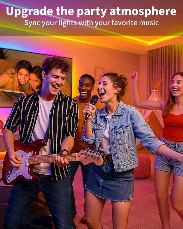 Alt view image 2 of 7 - Smart LED Strip Lights 200FT (2 Rolls of 100 ft) for Bedroom App Control Lighting Bedroom Rome Decor with Remote RGB Music Sync Color Changing LED Lights for Party Game Room