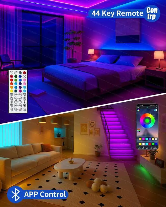 Alt view image 3 of 7 - Smart LED Strip Lights 200FT (2 Rolls of 100 ft) for Bedroom App Control Lighting Bedroom Rome Decor with Remote RGB Music Sync Color Changing LED Lights for Party Game Room