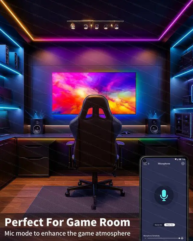 Alt view image 5 of 7 - Smart LED Strip Lights 200FT (2 Rolls of 100 ft) for Bedroom App Control Lighting Bedroom Rome Decor with Remote RGB Music Sync Color Changing LED Lights for Party Game Room