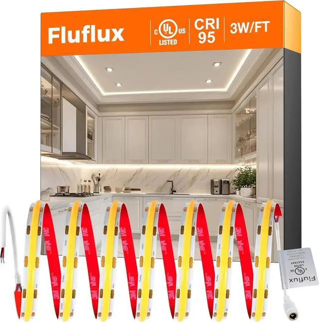 Main image of COB LED Strip Lights Neutral White 3500K 24V DC Premium Tape Light with Strong 3M VHB Tape CRI 95 UL Listed Cuttable Dimmable for Living Room Stairs Shelves (NO Power Supply)