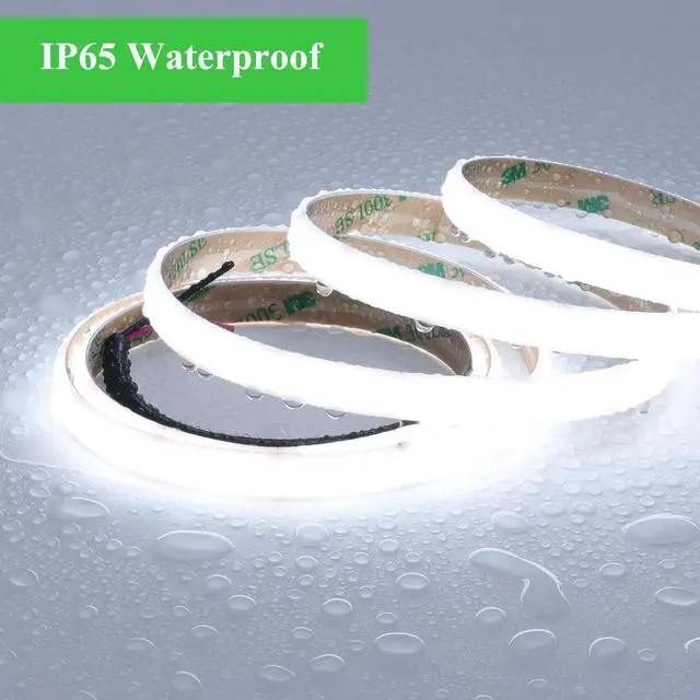 Alt view image 5 of 7 - Diffused COB LED Light Strip 24V 6000K Cool White 16.4FT 543LM/FT Super Bright UL Premium Milky White Gel Coated Waterproof LED Tape Spotless 1400LEDs 100W Dimmable CRI 92+