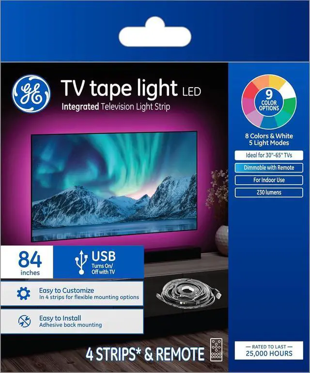 Main image of LED TV Tape Light Color Changing Strip Light with Remote No App or Wi-Fi Required 84in (1 Pack)