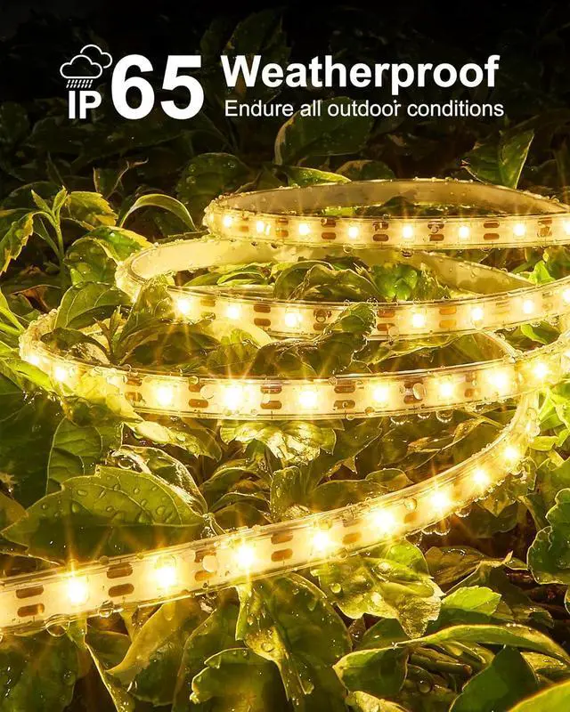 Alt view image 6 of 7 - 32.8FT Solar LED Strip Lights Outdoor Warm White 600LEDs Solar & USB Powered Dimmable Strip Lights with Remote IP65Waterproof LED Strips for Gazebo Balcony Swimming Pool Deck Decor