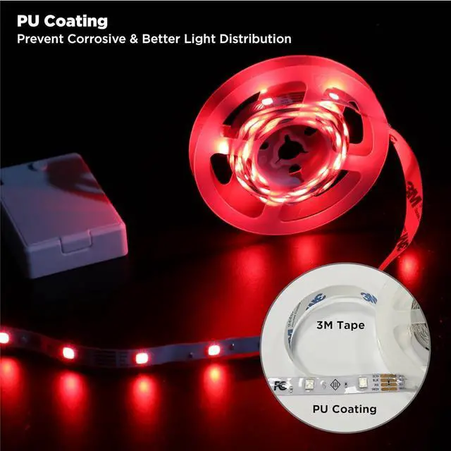 Alt view image 4 of 7 - Battery Powered LED Strip Lights with Timer 6.56 ft RGB DIY Lights with Remote Control for Bedroom TV Party Piano Cabinet Decor Indoor Use