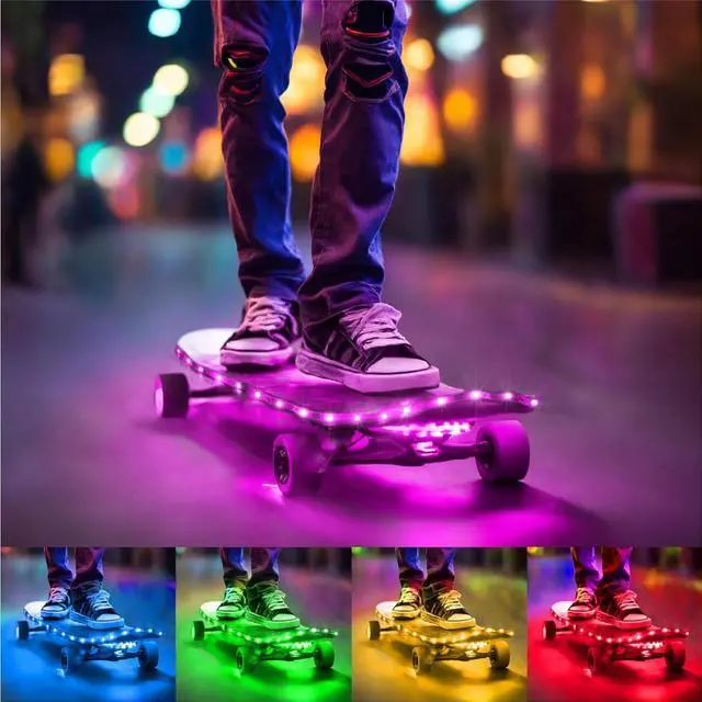 Alt view image 5 of 7 - Battery Powered LED Strip Lights with Timer 6.56 ft RGB DIY Lights with Remote Control for Bedroom TV Party Piano Cabinet Decor Indoor Use