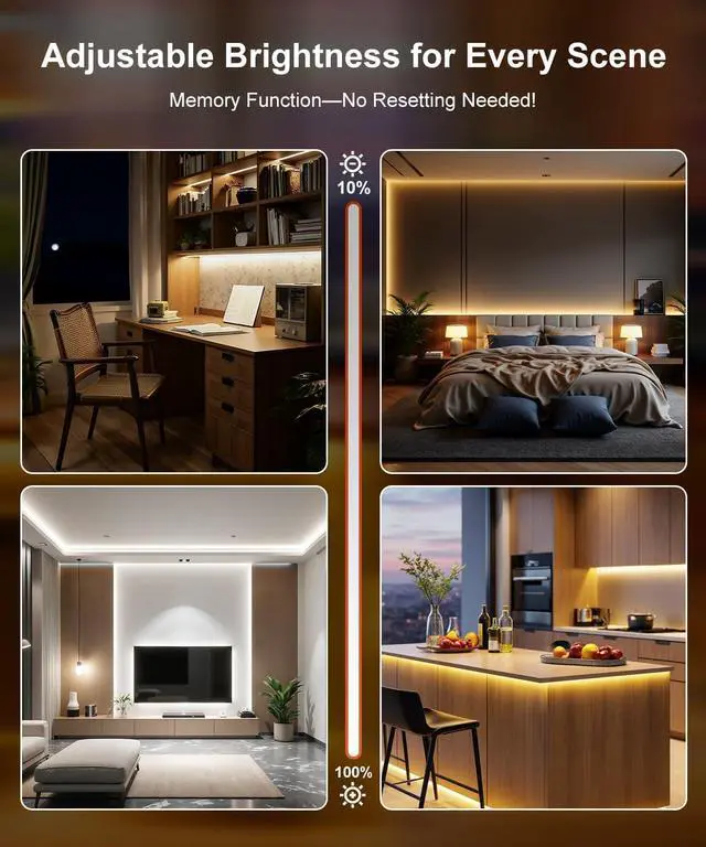 Alt view image 4 of 7 - COB Led Strip Light 16.4ft Warm White LED Lights for Bedroom Ultra Bright 24V Cabinet Strip Lighting with Remote Control Ambient Mood Lighting for DIY Mirror TV Nightstand Kitchen