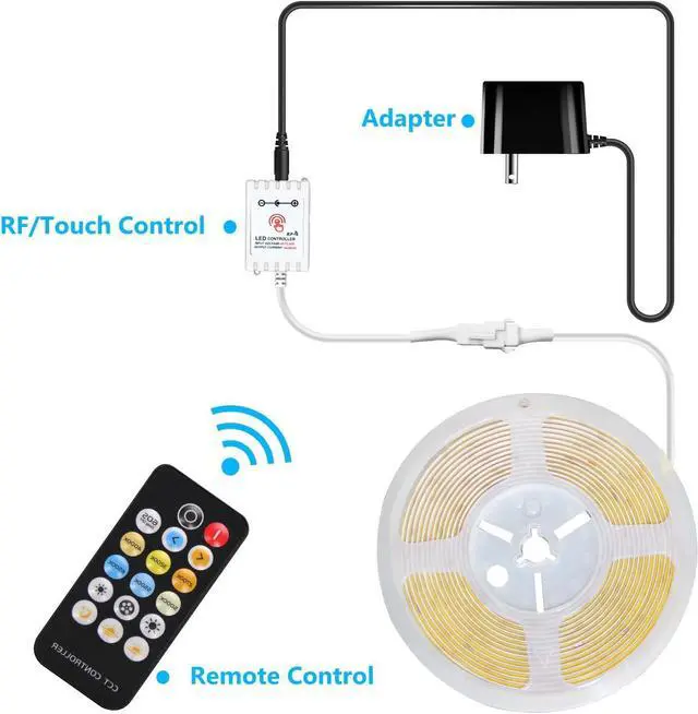 Alt view image 2 of 7 - Smart RGB COB LED IC Strip Lights 576 LEDs/m Addressable High Density Flexible with Remote & App Control 16.4ft LED Lights for Living Room Bedroom Kitchen Lighting