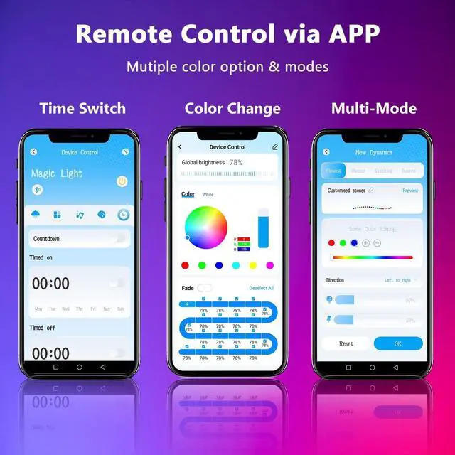 Alt view image 4 of 7 - Smart RGB COB LED IC Strip Lights 576 LEDs/m Addressable High Density Flexible with Remote & App Control 16.4ft LED Lights for Living Room Bedroom Kitchen Lighting