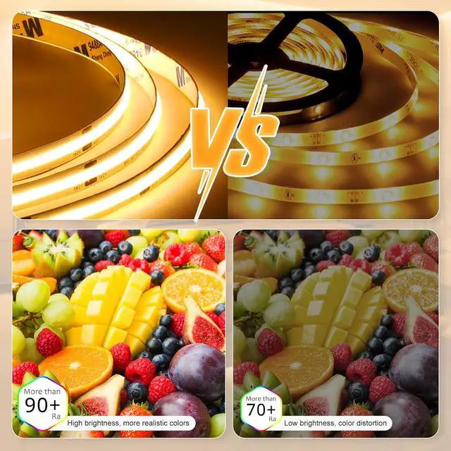 Alt view image 5 of 7 - COB LED Strip Light Warm White 3000K 32.8ft Dimmable Bright 24V Led Tape Light with RF Remote Indoor COB Led Lights for Bedroom Kitchen Under Cabinet DIY Lighting 1 Rolls of 32.8ft