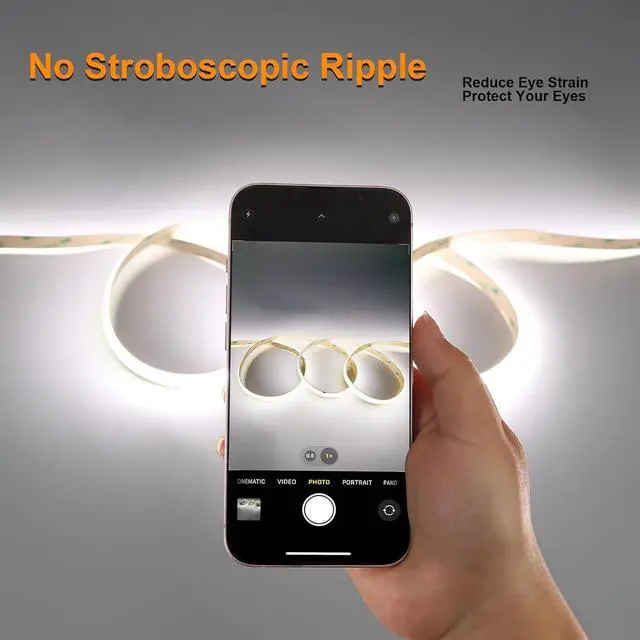 Alt view image 5 of 7 - 24V COB LED Strip Lights White CCT 2700K-6000K 610LM/FT Ultra Bright UL Listed 16.4ft 640LEDs/M High Density CRI 92+ 90W Dimmable Tunable White LED Tape Light for Commercial Residential