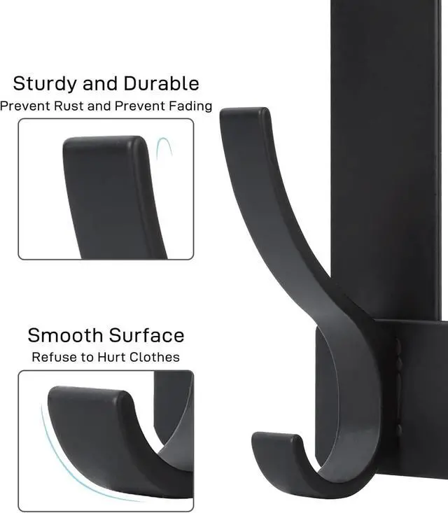 Alt view image 5 of 7 - Over The Door Hooks Door Hanger Hooks for Hanging Over The Doors Towel Racks for Bathroom with 12 Coat Hook Coat Rack Dorm Essentials Bathroom Accessories1 Pack Black