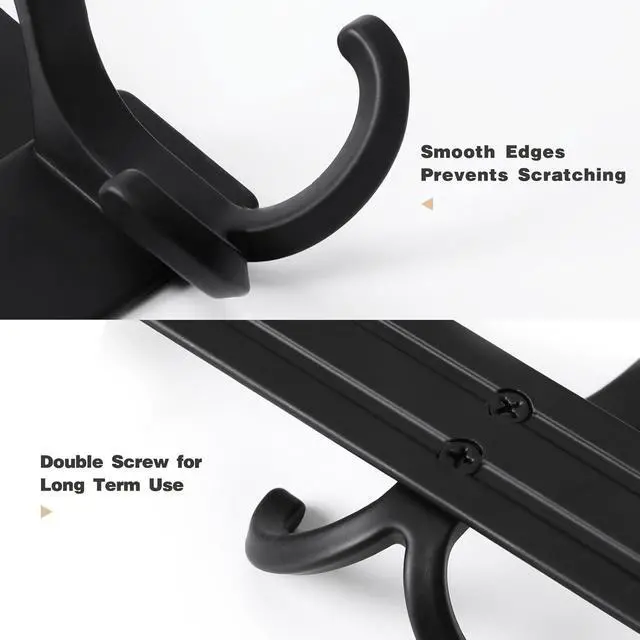 Alt view image 5 of 7 - Over The Door Hooks for Hanging Over The Door Hanger Over The Door Towel Rack for Bathroom with 5 Triple Coat Hooks Bathroom Towel Holder Towels Hanger (Black 1 Pack)