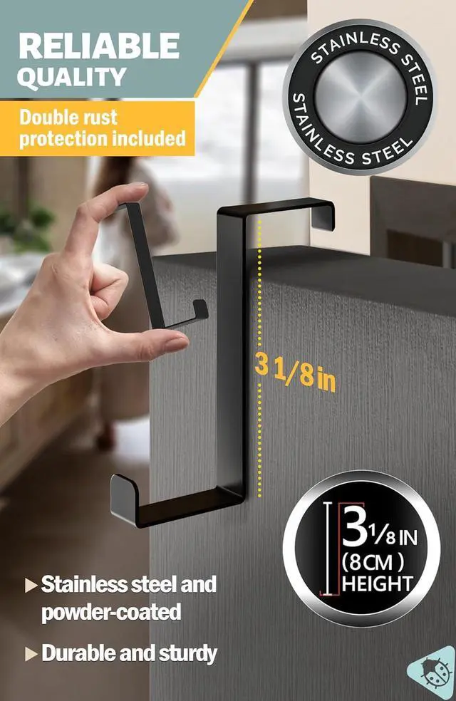 Alt view image 2 of 7 - Over The Door Hooks 10 Pack 2-Sided Fits 1 3/8 & 1 3/4 Door Bathroom Towel Hook with Anti-Scratch Pads and Non-Slip Dots L 3 Wreath Hanger Thin Overdoor Organizer Dorm Travel Essentials