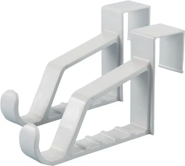 Main image of 2 Pack Over The Door Hooks for Hangers - Extra Strong White Plastic Over Door Hook for Hanging Clothes Towels Robes Hats Bags and More