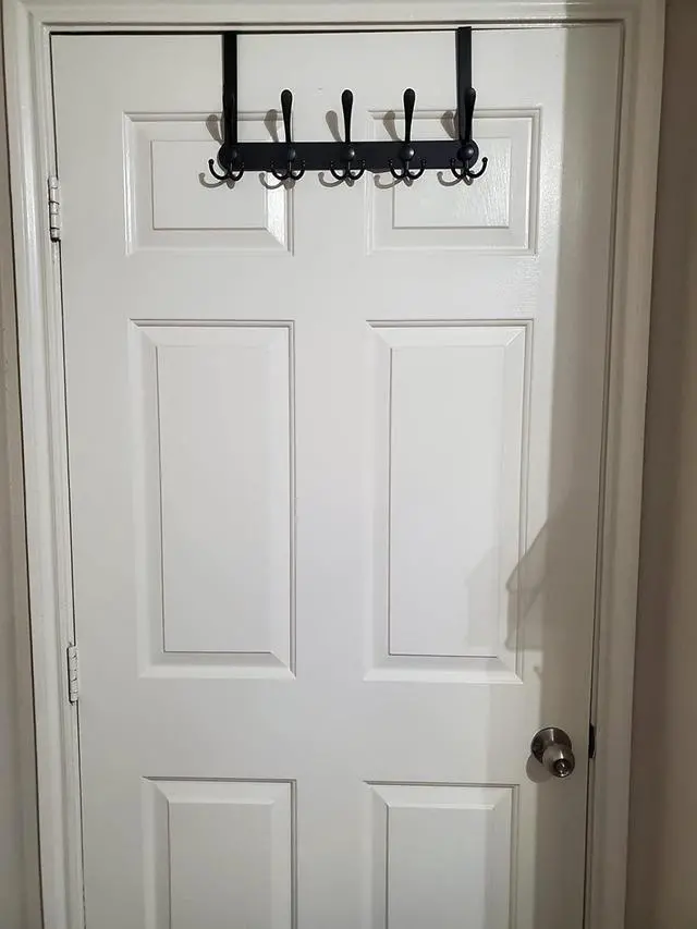 Alt view image 6 of 6 - Over The Door Hooks Coat Rack for Hanging Clothes Hat Towel (Heavy Duty Black 1pcs)