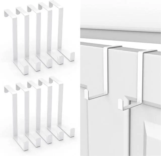 Main image of Over The Door Hooks 10 Pack Z-Shaped Door Hanger Hook Fits The 1 3/8 and 1 3/4 Door Widths Reversible Metal Door Hooks for Hanging Clothes Coats Towels Shoe Organizers (White)