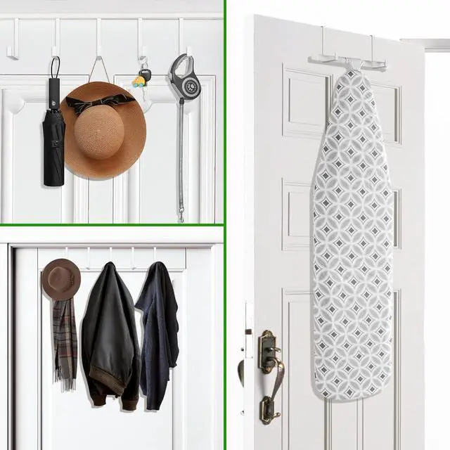 Alt view image 7 of 7 - Over The Door Hooks 10 Pack Z-Shaped Door Hanger Hook Fits The 1 3/8 and 1 3/4 Door Widths Reversible Metal Door Hooks for Hanging Clothes Coats Towels Shoe Organizers (White)